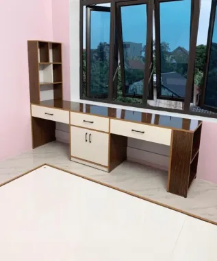 Bàn nhựa Vincoplast vân gỗ- bàn làm việc có hộc tủ
