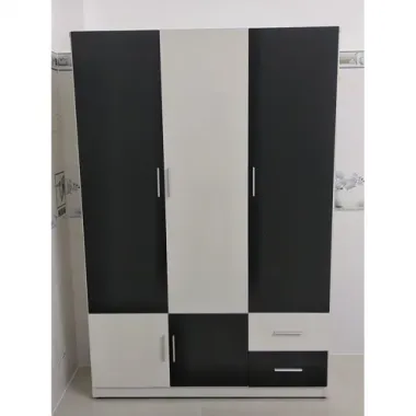 Tủ Quần Áo Nhựa 3 Cánh Đen Trắng Hiện Đại | Nội Thất Quốc Tiến