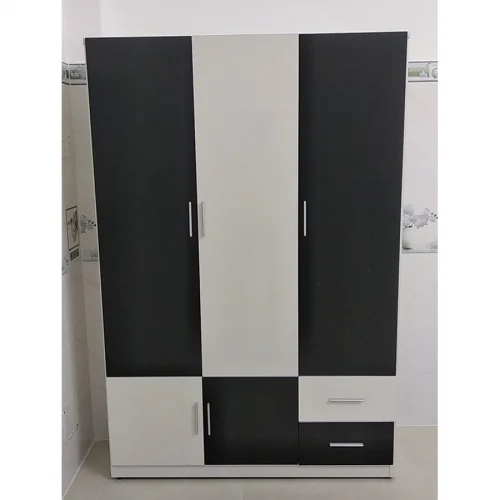 Tủ Quần Áo Nhựa 3 Cánh Đen Trắng Hiện Đại | Nội Thất Quốc Tiến