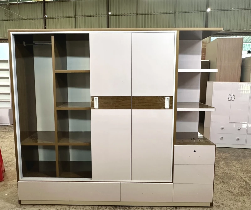 Tủ quần áo nhựa 4 cánh lùa 1 kệ màu trắng